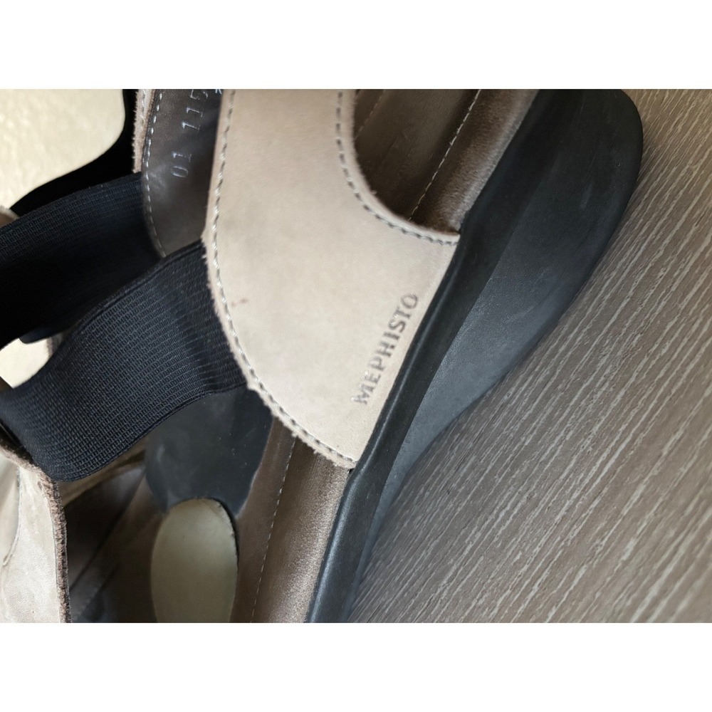 Mephisto Women's Approx 10.5/EU 42 Tan Suede Elastic Strap Comfort Wedge Sandals - Picture 5 of 10